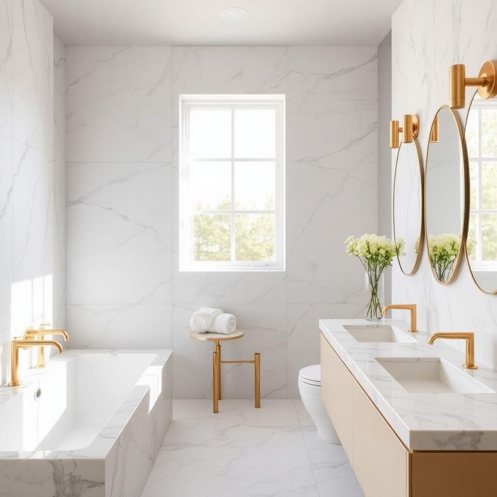 Marble and brass bathroom remodel